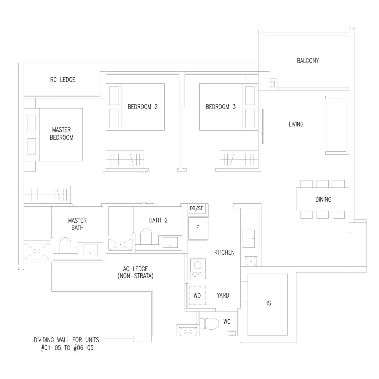 3 Bedroom Premium Type C2P 893 sqft