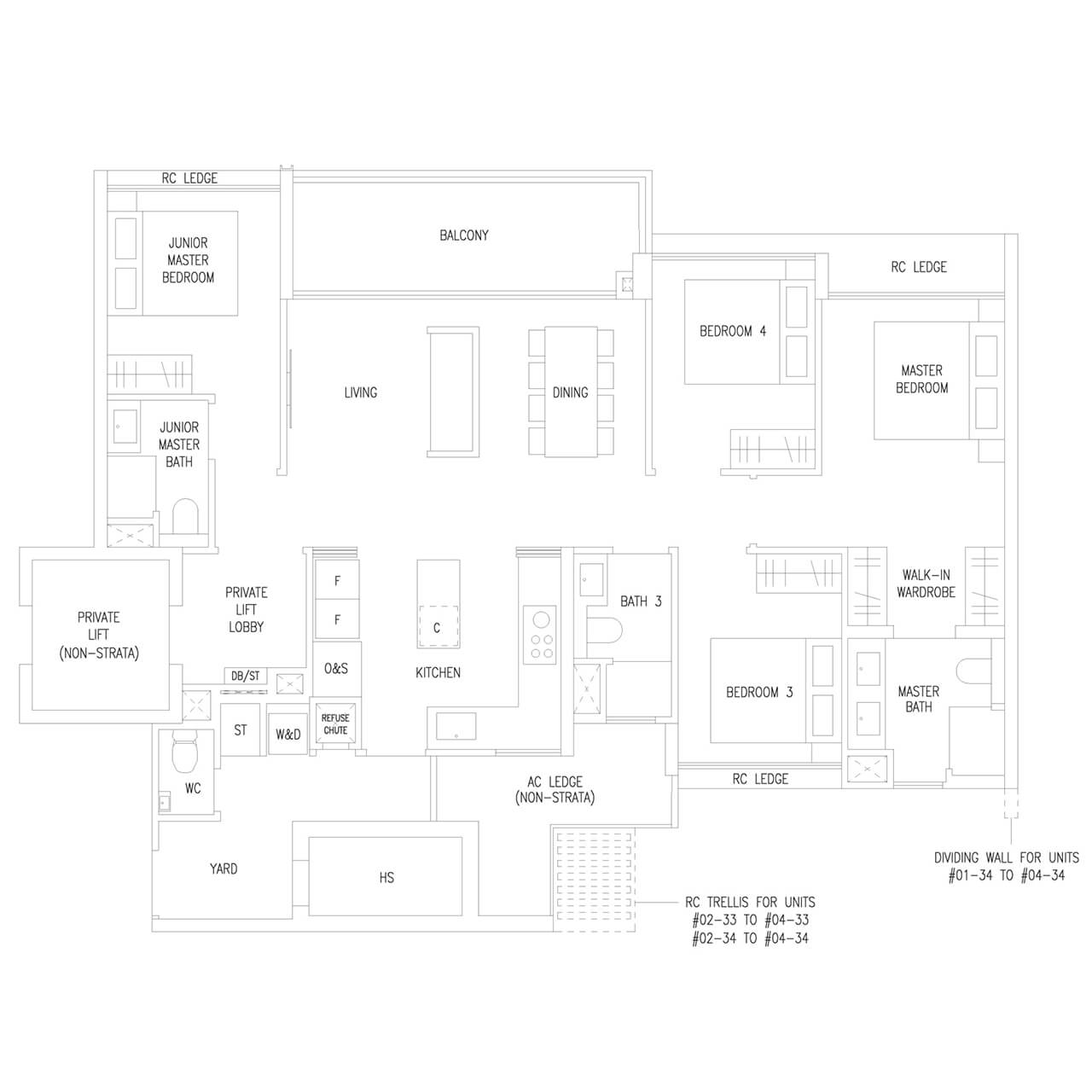 4 Bedroom Luxe Type D7L 1313 sqft