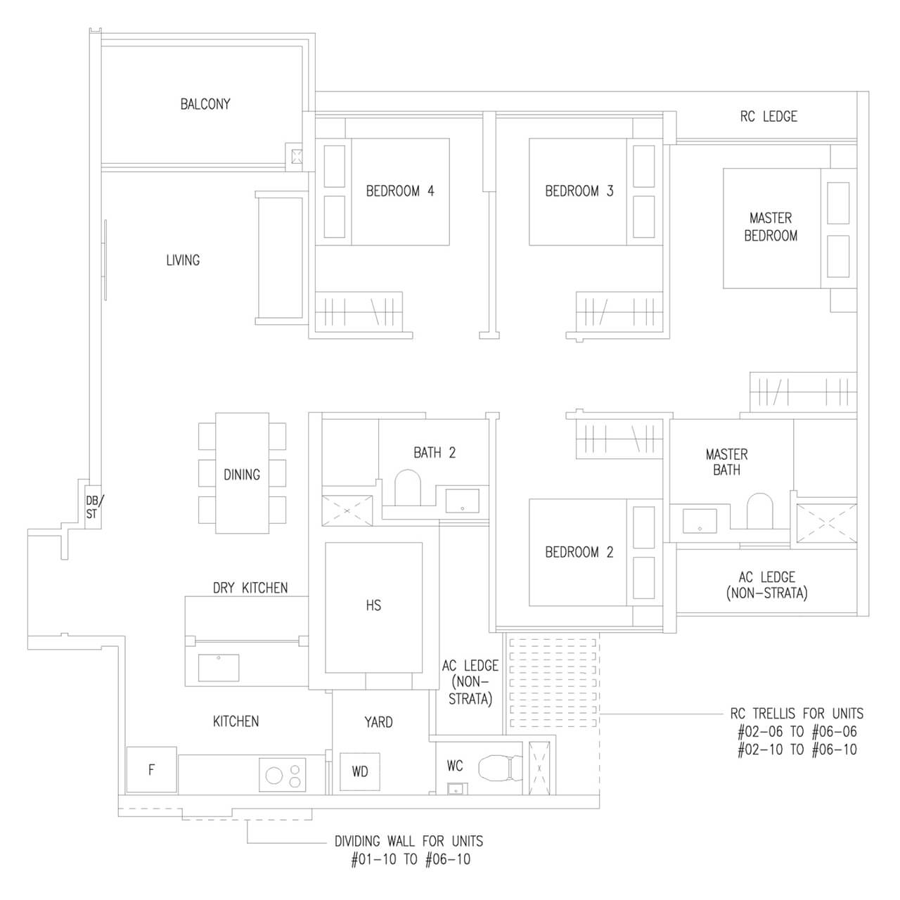 4 Bedroom Type D1 1076 sqft