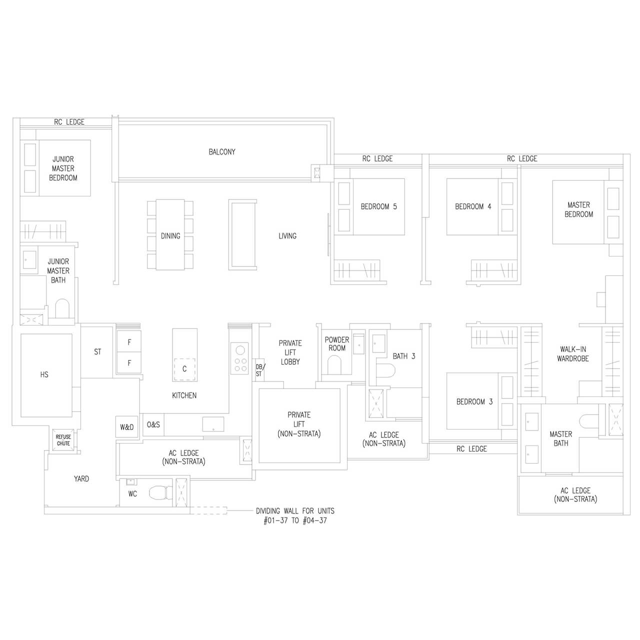 5 Bedroom Luxe Type E5L 1572 sqft